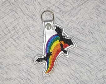 Spooky rainbow pride bat keyring keychain keyfob