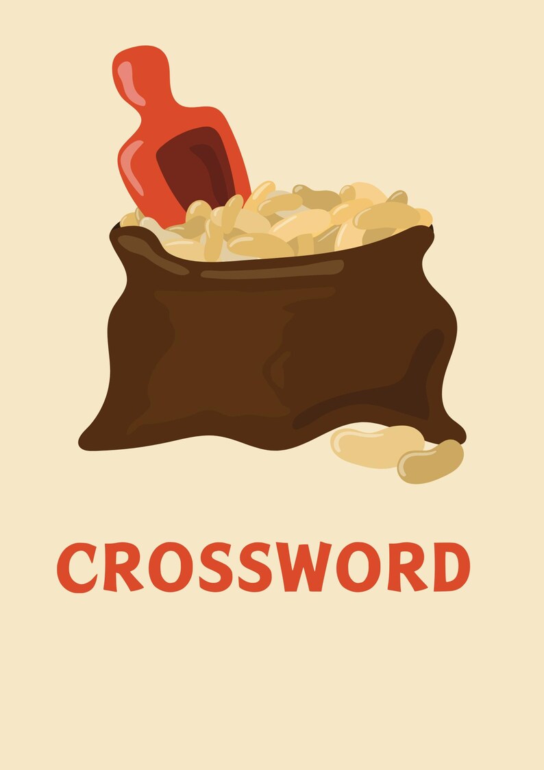 Grain and Nuts Crossword Puzzle Printable Educational Activity Fun for ...