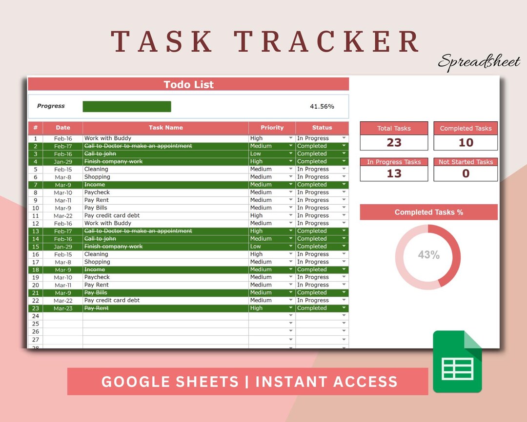 2026 Task Tracker Google Sheet | Productivity to Do List (digital ...