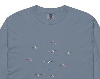 Hand-Illustriertes Rudern Langarm-T-Shirt