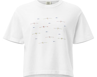 Hand illustriert Rudern abgeschnitten Boxy Tee