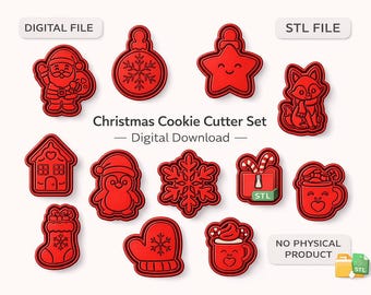 Weihnachts-Ausstechform & Präge-Set STL | 3D druckbare Urlaub Backdateien | Digitaler Download