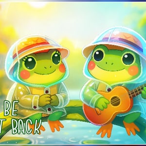 Frog Stream Overlay Pack | Animated Rainy Screens + Offline | Cozy VTuber Twitch Assets