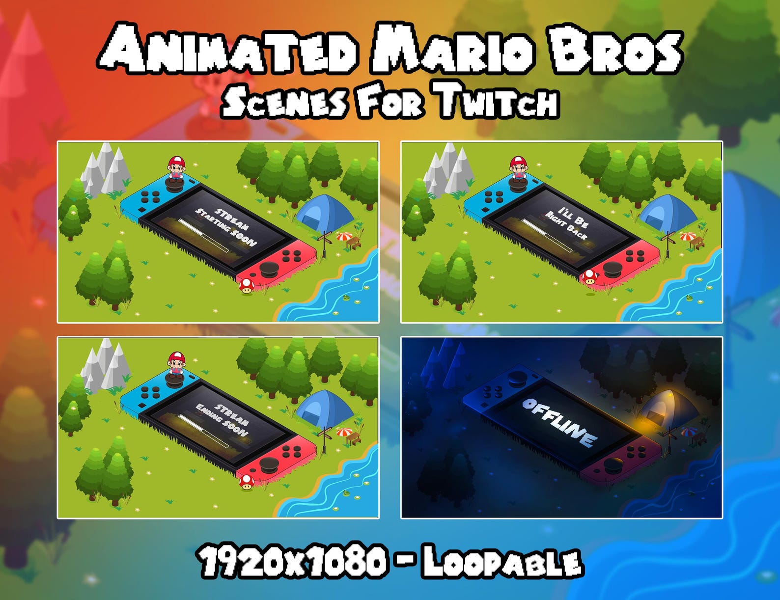 Animated Super Mario Twitch Stream Pack: Overlay Scenes - Etsy
