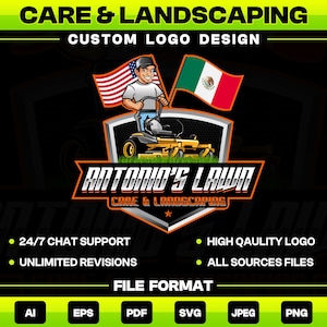 Landscaping Services Logo, DIY Logo Design Template, Lawncare Logo, Lawn Mowing Logo, Gardener Logo, Yard Garden Service Logo