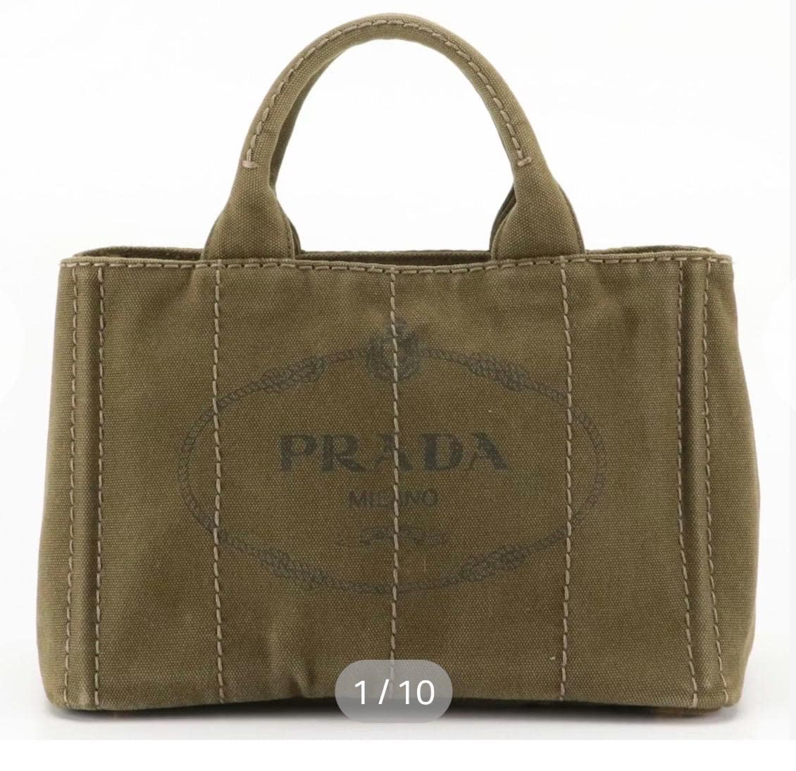 Prada Canapa Canvas Tote Bag – Military Green | Authentic Designer