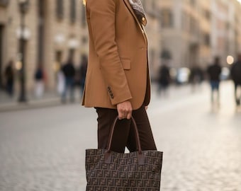 Vintage Fendi Zucca Tote Bag – Brown FF Monogram Canvas Leather Shoulder Bag