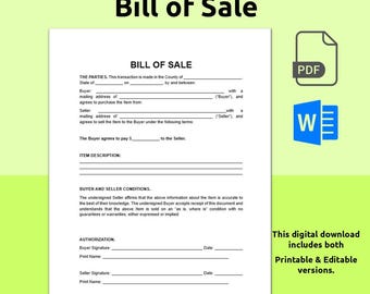 Bill of Sale. For trailers, car, truck, plane, boat, items.