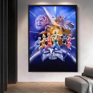 Mighty Morphin Power Rangers Movie Poster, 90s Retro Art Print, Classic Superhero Wall Decor for Kids Room, Gift for Power Rangers Fans