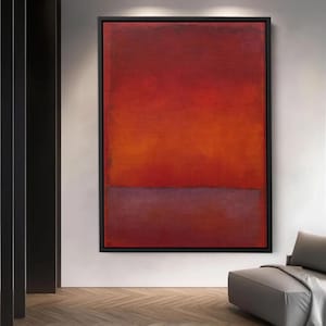 Red Abstract Canvas Wall Art, Rothko Inspired Modern Painting, Deep Emotional Tones, Minimalist Expressionist Art for Home or Office Decor