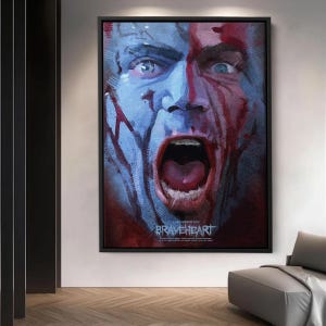 Mel Gibson Braveheart Poster, Mel Gibson Wall Art & Fine Art Print, Home Decor, Movie poster gift, Braveheart, 1995