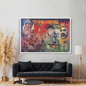 House of 1000 Corpses Horrorfilm Poster Leinwand Wandkunst, Retro Style Dark and Gothic Wanddekor, Kino und Sammler Poster Design