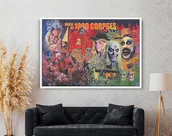 House of 1000 Corpses Horror Movie Poster Canvas Wall Art, Retro Style Dark and Gothic Wall Decor, Cinema and Collector's Poster Design
