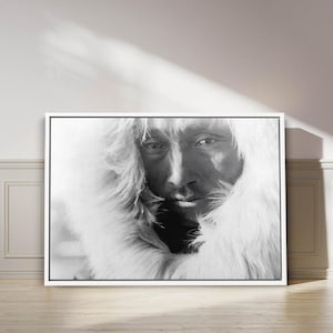 Nanook of the North Portrait, Inuit Man Arctic Winter Photograph, Vintage Black White Wall Art, Historic Photography Print for Decor