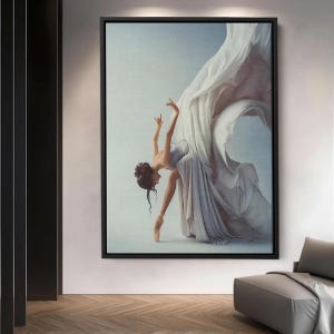 Elegante Ballett Tänzerin Leinwand, Anmutige Ballerina Wandkunst, Fließende Kleid Malerei, Romantische Tanz Poster, Ballett Wohnkultur