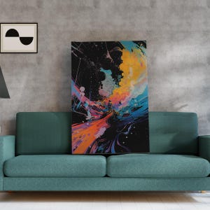 Colorful Space Exploration Canvas Wall Art – Abstract Astronaut Galaxy Print, Sci-Fi Outer Space Decor, Futuristic Cosmic Poster