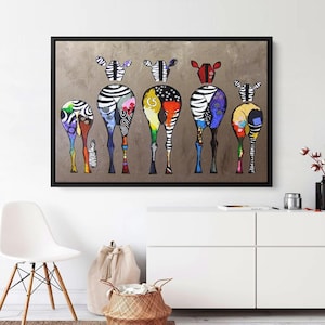 Banksy Zebra Canvas Art, Colorful Animal Wall Art, Abstract Oil Painting on Canvas, Animals Prints, Zebra Abstract , Colorful Zebra Wall Art
