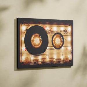 Retro cassetteband art print, vintage muziek muur decor, jaren 80 nostalgie canvas, poster analoge audiocassette voor muziekliefhebbers