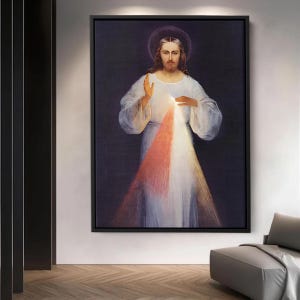 Goddelijke barmhartigheid Jezus canvaskunst, christelijk religieus muurdecor, schilderij heilig hart van Jezus, spiritueel katholiek christelijk cadeau