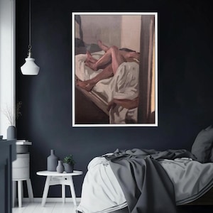 Intimate Couple Canvas Art, Romantic Bedroom Wall Decor, Sensual Lovers Painting, Modern Love Expressionist Artwork