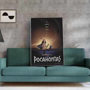Poster del film Pocahontas del 1995, stampa artistica da parete classica Disney, arte di principesse native americane, decorazioni per la casa di animazione retrò per bambini e fan