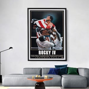 Rocky IV 1985 Movie Poster, Retro Canvas Wall Art, Cold War Boxing Theme, Motivational Sports Classic, Gift for Film Fans