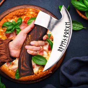 Custom Hand Forged Viking Pizza Cutter Axe | Pizza Axe for Camping & Kitchen Tool | Best Groomsman, Birthday or Anniversary Gift