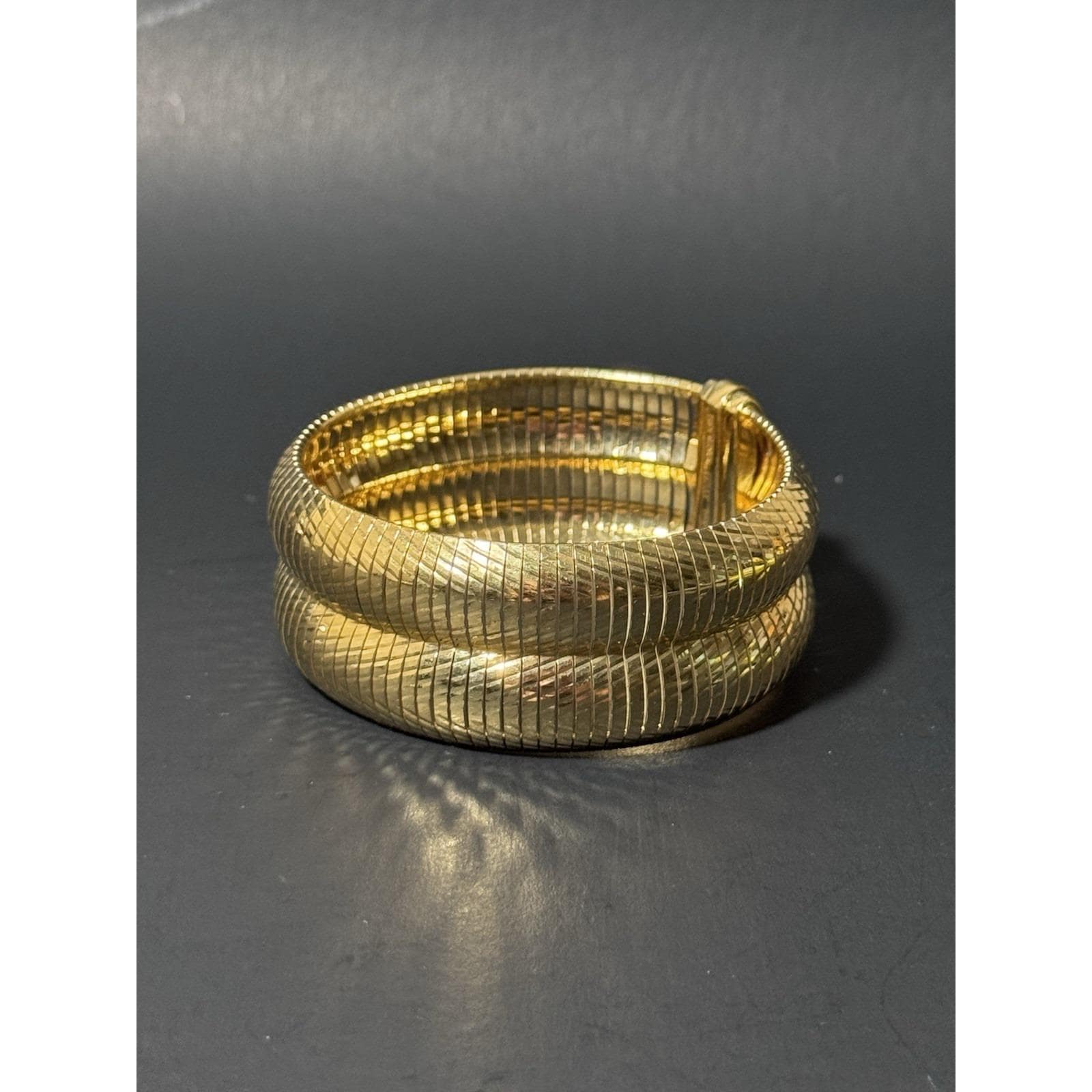 Vintage Dyadema Bronze Italy Gold Tone Textured Magnetic Closure