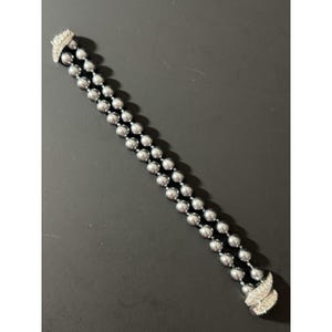 Nolan Miller Gray Faux Pearl Rhinestone Clasp Bracelet