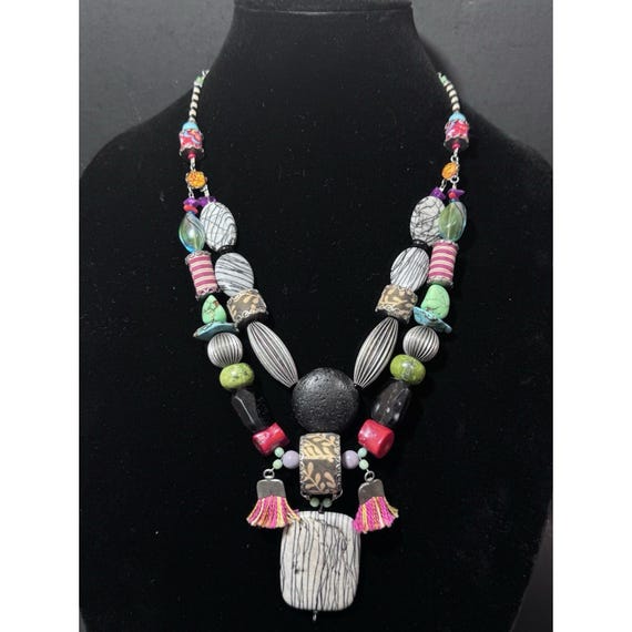 Ayala Bar Handcrafted Beaded And Textile Necklace