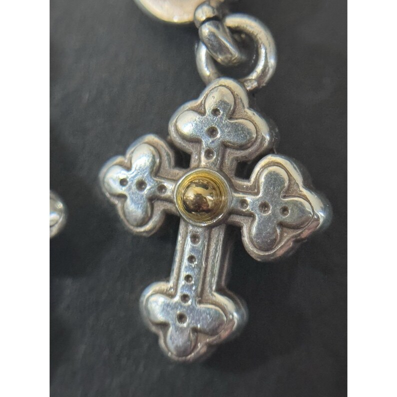 Boucles d'oreilles pendantes en argent et or bicolores Luna Brighton image 11