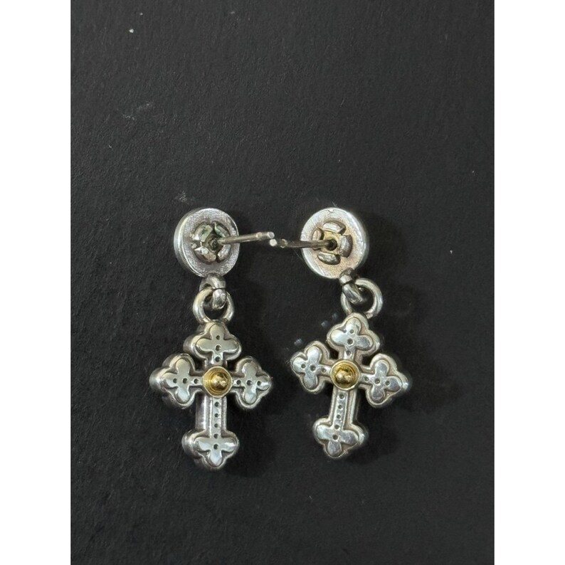 Boucles d'oreilles pendantes en argent et or bicolores Luna Brighton image 7