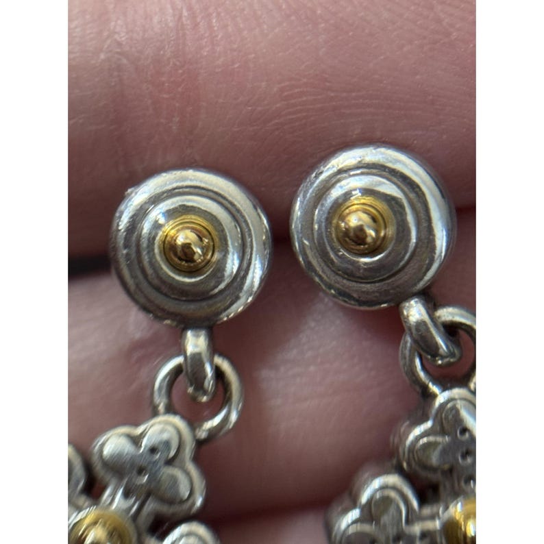 Boucles d'oreilles pendantes en argent et or bicolores Luna Brighton image 4