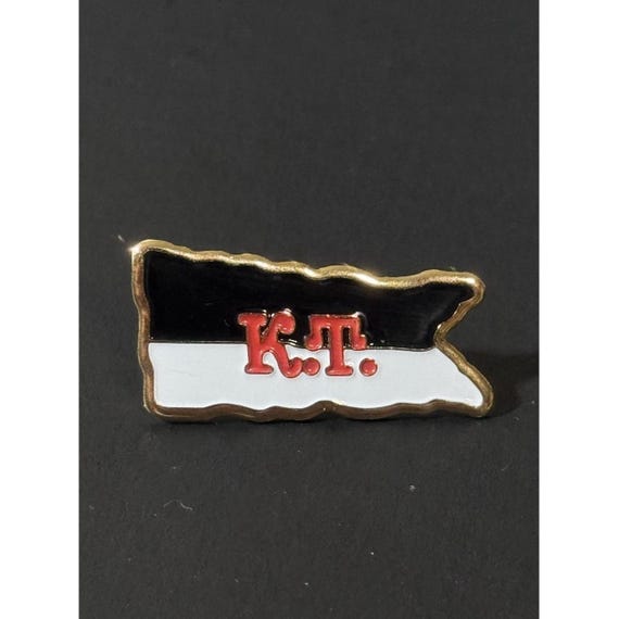 Gold Tone Enamel K.T. Lapel Pin