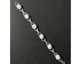 Vintage 925 Sterling Silver Larimar Stone Bracelet