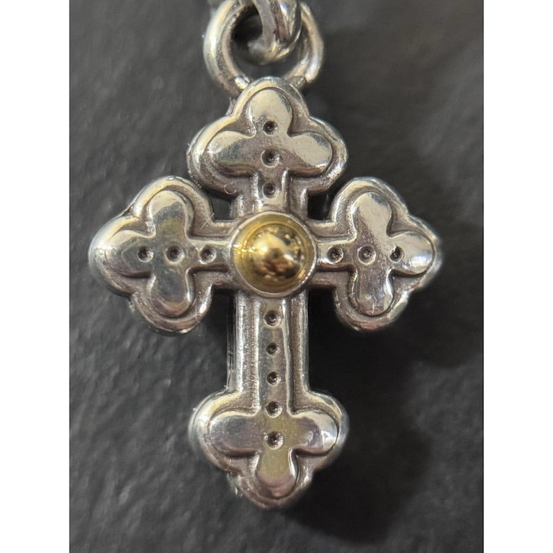 Boucles d'oreilles pendantes en argent et or bicolores Luna Brighton image 5