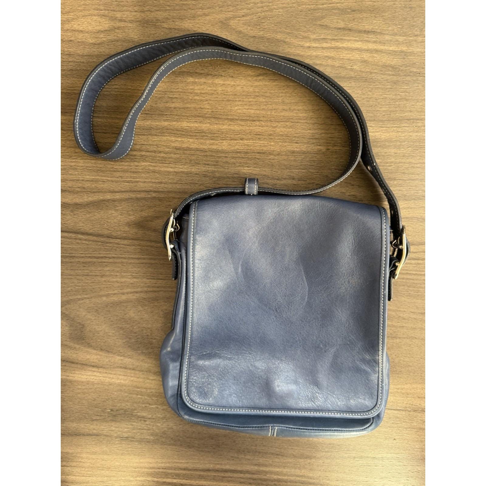 Vintage COACH 9335 Blue Leather Legacy Studio Flap Shoulder