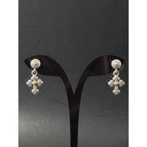 Boucles d'oreilles pendantes en argent et or bicolores Luna Brighton image 1