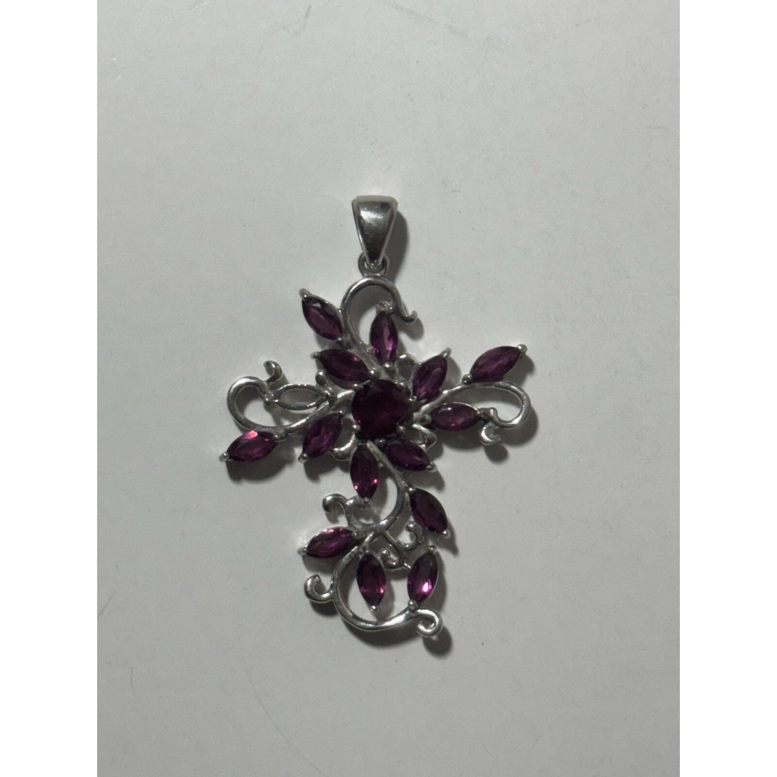 Silver Raspberry BBJ 925 Sterling Silver Raspberry Rhodolite Cross Pendant - Etsy