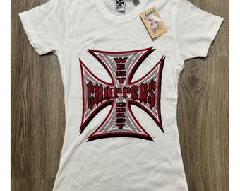 Vintage 2000s West Coast Choppers Skull Iron Cross Biker T-shirt