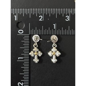 Boucles d'oreilles pendantes en argent et or bicolores Luna Brighton image 3