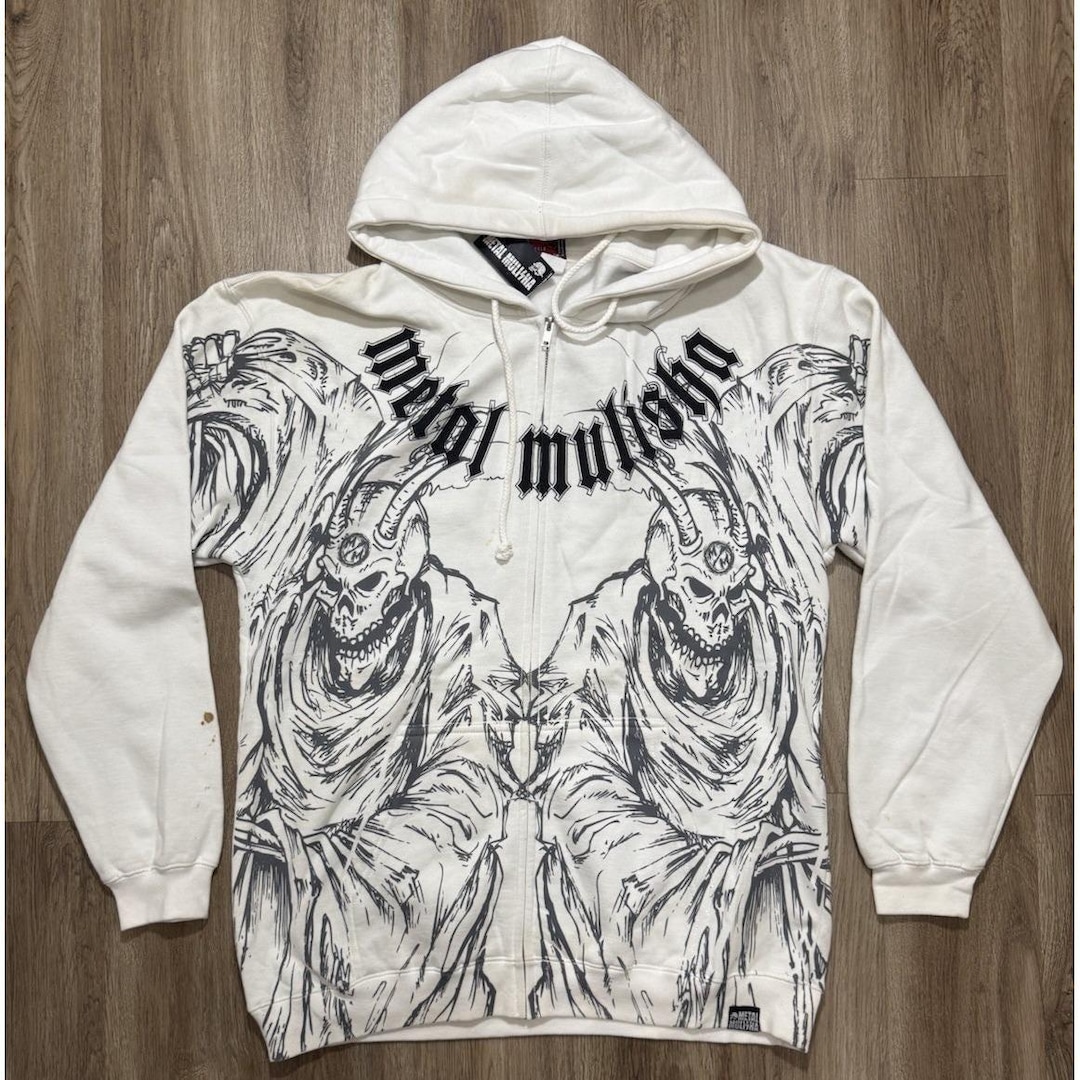 Y2K Metal Mulisha Motorcross Skull White Hoodie Size L - Etsy