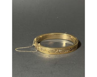 Vintage B&B Gold Filled Floral Bangle Bracelet
