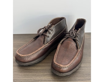 Men's Sz. 9.5 3E | Vintage RUSSELL MOCCASIN Brown Leather 2-eye