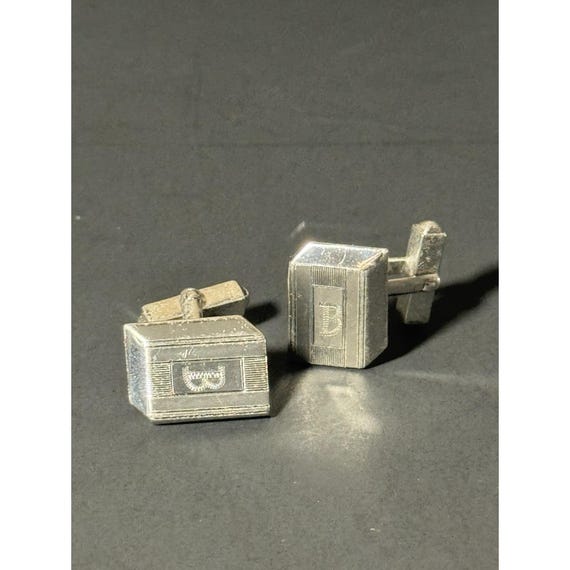 Vintage Sterling Silver Swank Brushed Finish B Marked Cuff Links