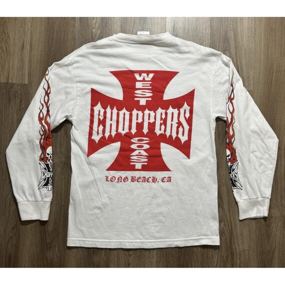 Vintage Y2K West Coast Choppers Skull Flame White Long Vintage Y2K West Coast Choppers Skull Flame White Long