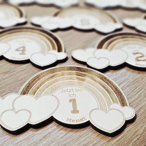 Cartes d'étape pour bébé, Étape, Carte, Enfants, 1-12, Mois, Arc-en-ciel, SVG, Fichier laser, Xtool, Bois, Cadeau, Naissance,