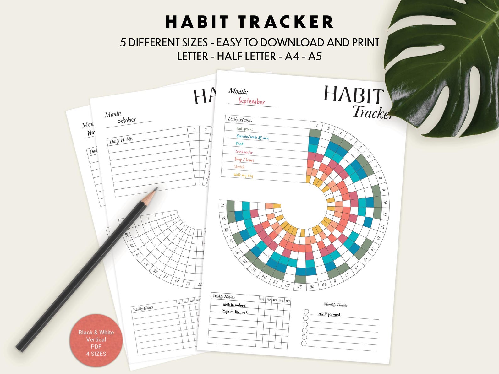 Habit Tracker Printable | Daily Planner | Minimalist Routine Tracker ...