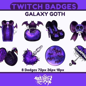 Goth Sub Badges | Bit Badges | Youtube | Discord Roles | Channel Points | Galaxy Cute Aesthetic Purple Girly Stream Witchy | Ready To Use