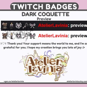 Coquette Sub Badges | Bit Badges | Youtube | Discord Roles | Channel Points | Cute Aesthetic Pink Girly Stream | Ready To Use image 2